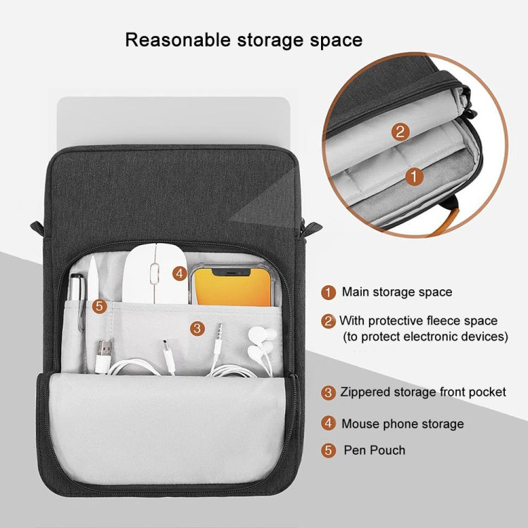 Vertical Laptop Bag Handheld Shoulder Crossbody Bag, Size: 9.7-11 Inch(Light Gray) by bashfashion