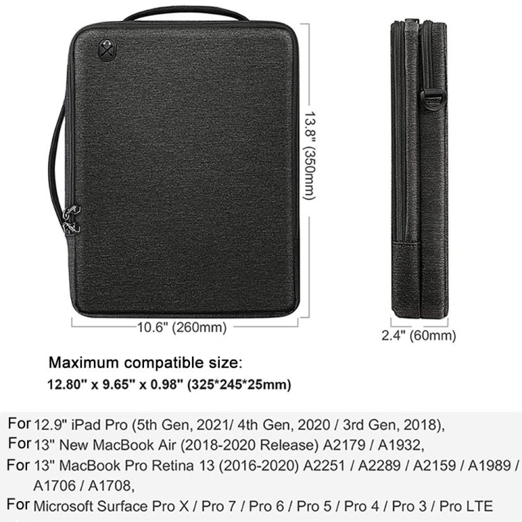 13.3-14 Inch Portable Laotop Bag Waterproof Multifunctional Shoulder Crossbody Bag(Black) by bashfashion