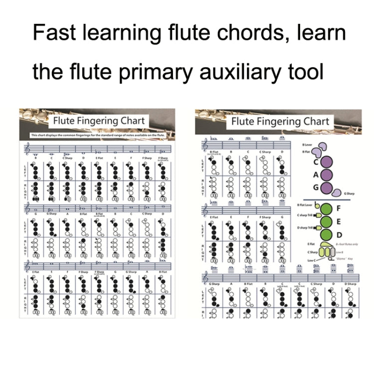 Coated Paper Flute Chord Fingering Practice Chart Staff Chord Fingering(Small) by bashfashion