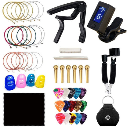 34 PCS / Set Folk Wood Bass Guitar Tuning Clip Tuner Instrument Set by bashfashion