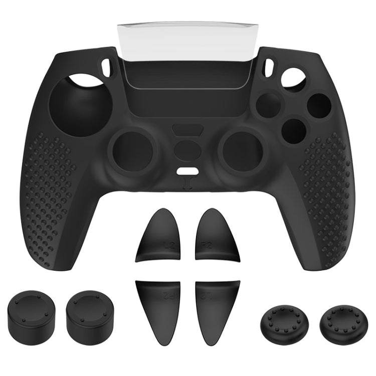 For PS5 Game Controller Joystick Cap Silicone Protective Cover Kit Dustproof Case(Black Polka Dots) by bashfashion