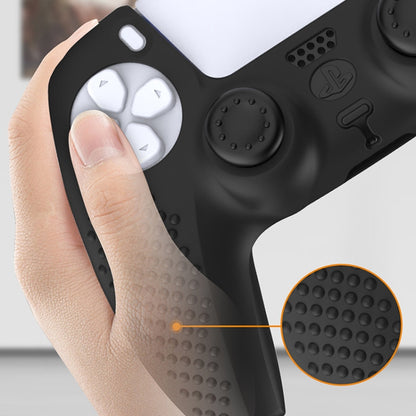 For PS5 Game Controller Joystick Cap Silicone Protective Cover Kit Dustproof Case(Black Polka Dots) by bashfashion
