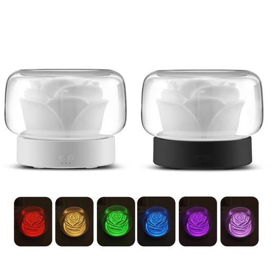 400ml Rose Aromatherapy Diffuser Timing Humidifier with Seven-color Light,CN Plug(Gray) by bashfashion