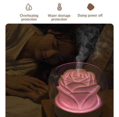 400ml Rose Aromatherapy Diffuser Timing Humidifier with Seven-color Light,CN Plug(White) by bashfashion