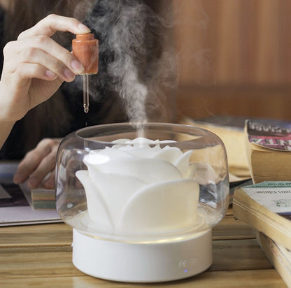 400ml Rose Aromatherapy Diffuser Timing Humidifier with Seven-color Light,CN Plug(White) by bashfashion