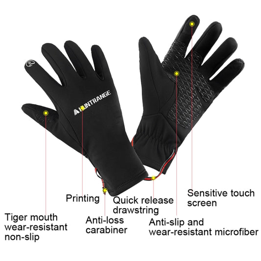 HUNTRANGE A037 Plus Velvet Sports Windproof Waterproof Touch Screen Riding Gloves, Size: XL(Black) by HUNTRANGE
