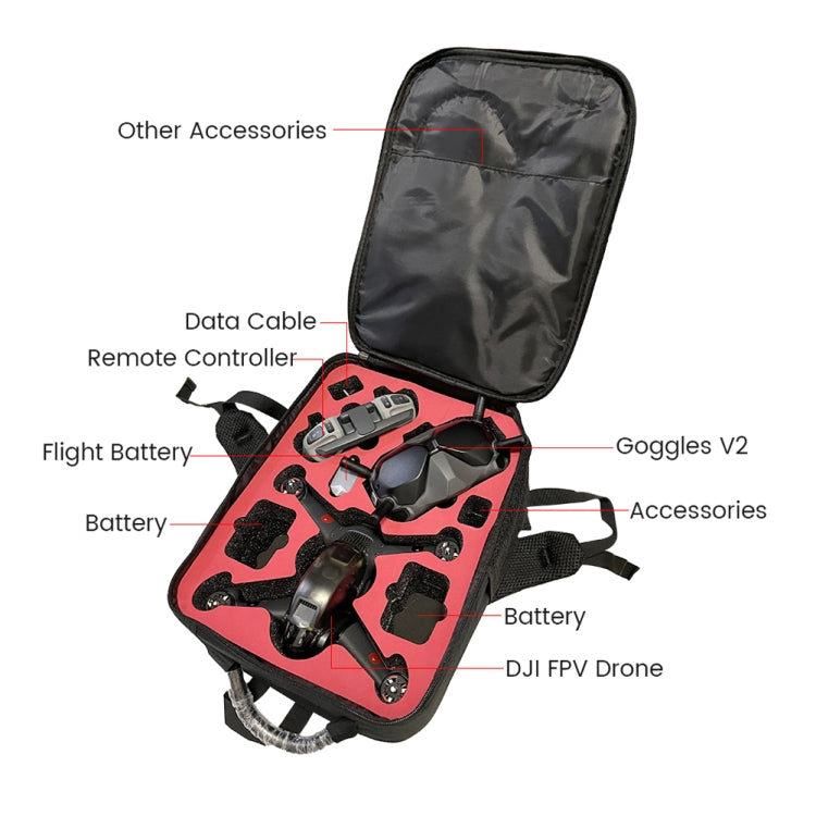 For DJI FPV Drone Shoulder Bag Waterproof Wear-resistant Oxford Fabric Storage Bag(Black) by bashfashion