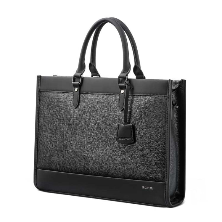 Bopai 11-98811 Leather Business Large-capacity Laptop Handbag Messenger Briefcase(Black) by Bopai