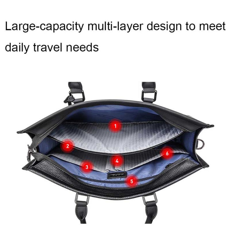 Bopai 11-98811 Leather Business Large-capacity Laptop Handbag Messenger Briefcase(Black) by Bopai