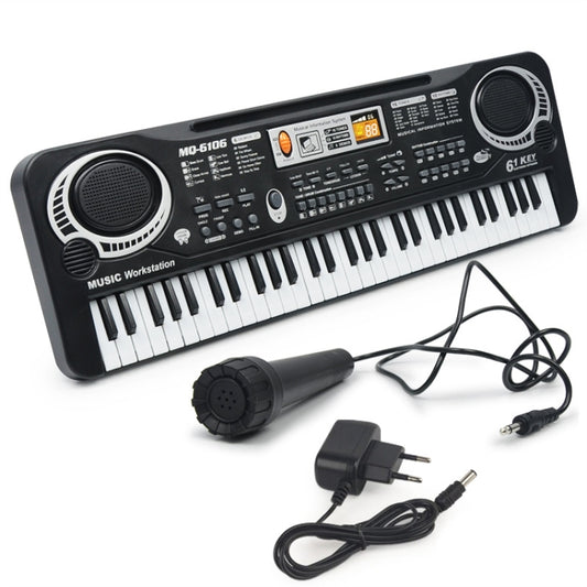 MQ6106 61-Keys Multifunctional Electronic Organ Children Toy with Microphone, Spec: EU Plug by bashfashion