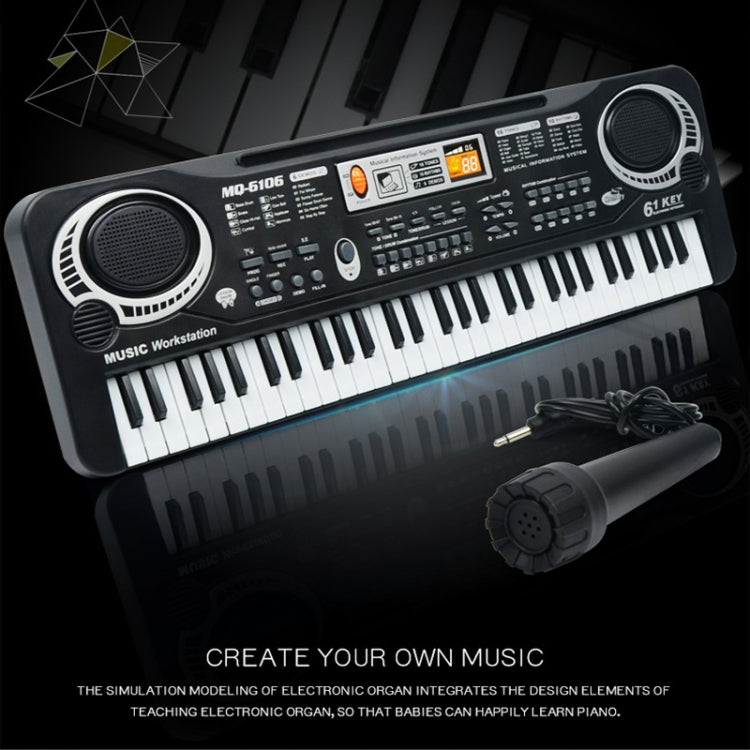 MQ6106 61-Keys Multifunctional Electronic Organ Children Toy with Microphone, Spec: EU Plug by bashfashion