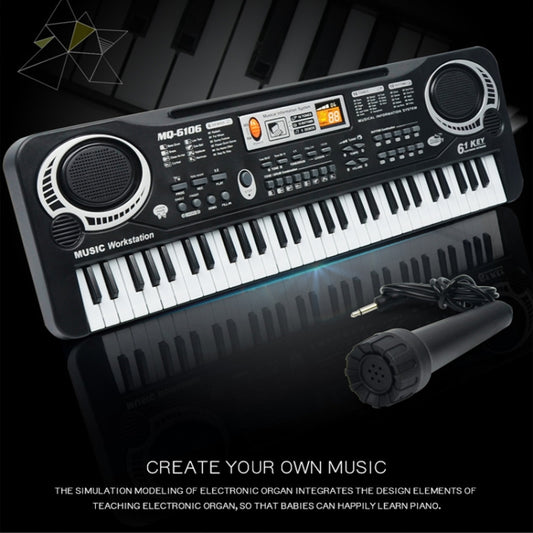 MQ6106 61-Keys Multifunctional Electronic Organ Children Toy with Microphone, Spec: EU Plug by bashfashion