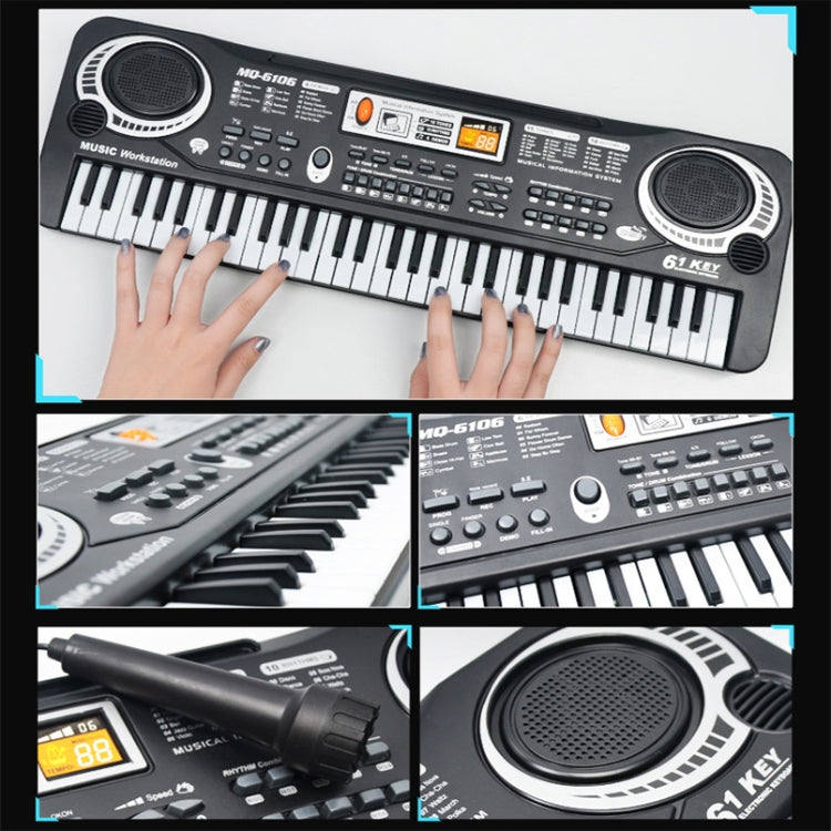 MQ6106 61-Keys Multifunctional Electronic Organ Children Toy with Microphone, Spec: EU Plug by bashfashion