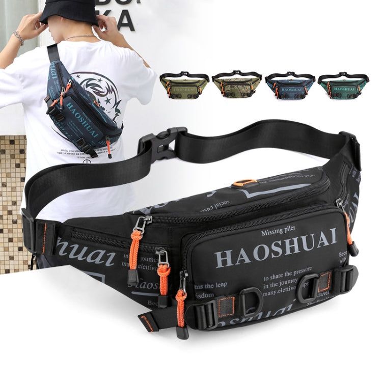 HAOSHUAI 5135 Outdoor Men Waist Bag Waterproof Nylon Cloth Men Bag(Dark Blue) by HAOSHUAI