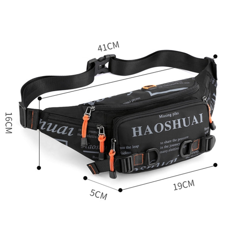 HAOSHUAI 5135 Outdoor Men Waist Bag Waterproof Nylon Cloth Men Bag(Dark Blue) by HAOSHUAI