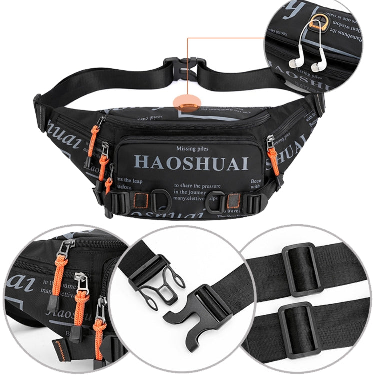 HAOSHUAI 5135 Outdoor Men Waist Bag Waterproof Nylon Cloth Men Bag(Dark Blue) by HAOSHUAI