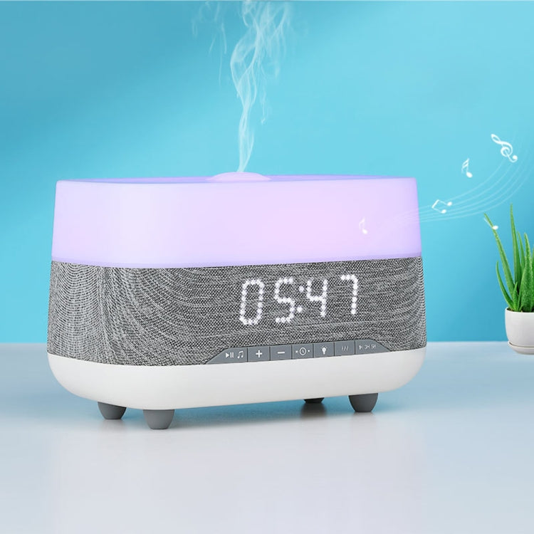 300ml Bluetooth Clock Aromatherapy Humidifier with Seven-color Ambient Light,EU Plug(Gray White) by bashfashion