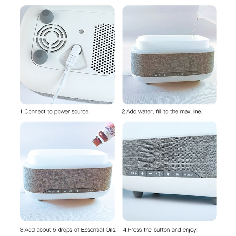 300ml Bluetooth Clock Aromatherapy Humidifier with Seven-color Ambient Light,EU Plug(Gray White) by bashfashion