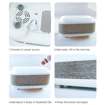 300ml Bluetooth Clock Aromatherapy Humidifier with Seven-color Ambient Light,EU Plug(Gray White) by bashfashion