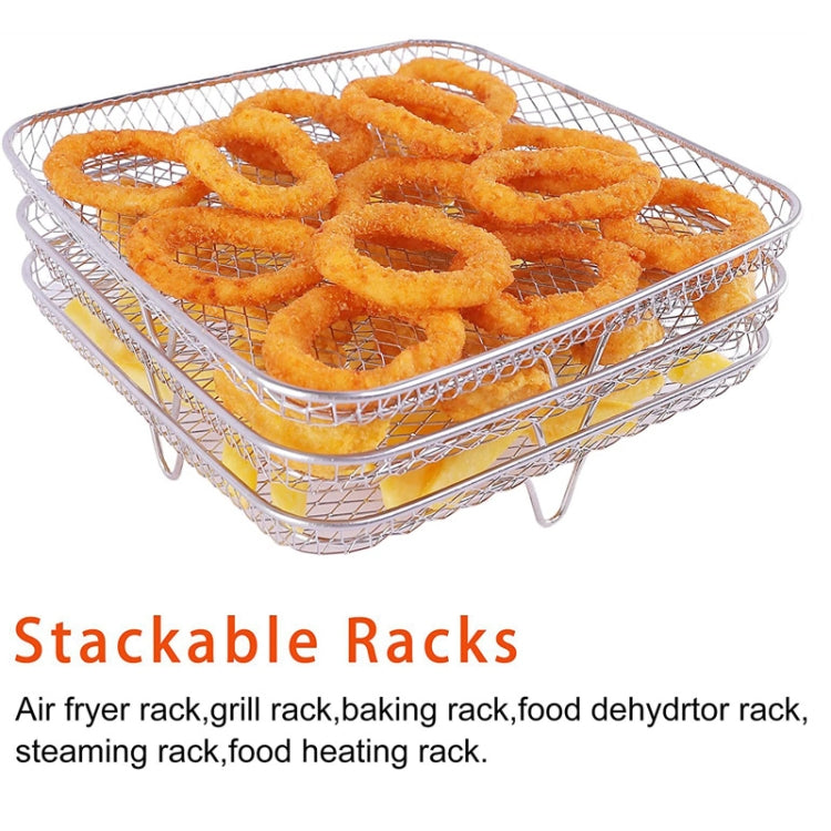 Air Fryer Accessories Three-Layer Steam Rack Stackable Dehydration Rack(Square) by bashfashion