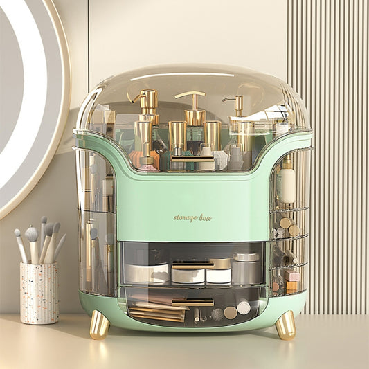 Desktop Dressing Table Cosmetic Dustproof Storage Box(Green) by bashfashion