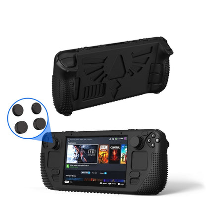 For Steam Deck V V4-1 Pocket Consoles Silicone Non-slip Protective Case with Holder Function(Black) by bashfashion