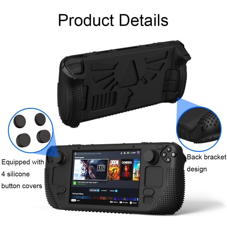For Steam Deck V V4-1 Pocket Consoles Silicone Non-slip Protective Case with Holder Function(Black) by bashfashion