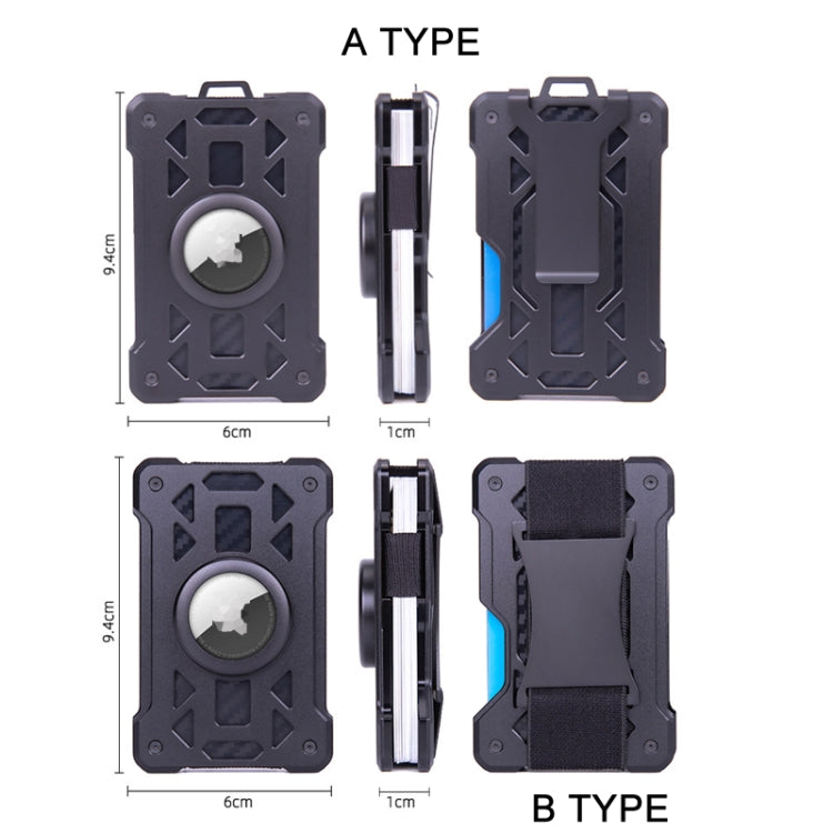 For AirTag Tracker Card Holder Metal Anti-Theft RFID Wallet(A Model Blue) by bashfashion