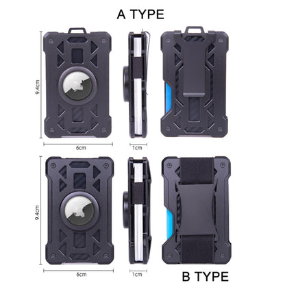 For AirTag Tracker Card Holder Metal Anti-Theft RFID Wallet(A Model Blue) by bashfashion