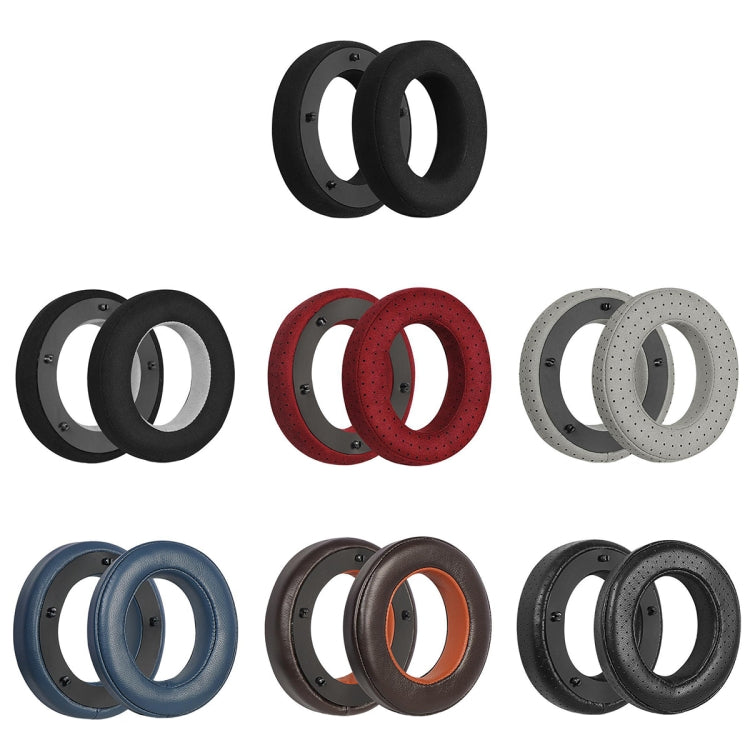 For Focal Clear MG Pro 2pcs Leather Breathable and Comfortable Headset Cover, Color: Lambskin Black by bashfashion