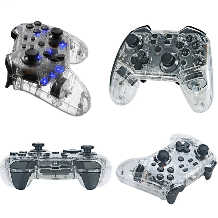 For Switch Pro Wireless Bluetooth Gamepad With LED Light Wake Up Function(Transparent) by bashfashion
