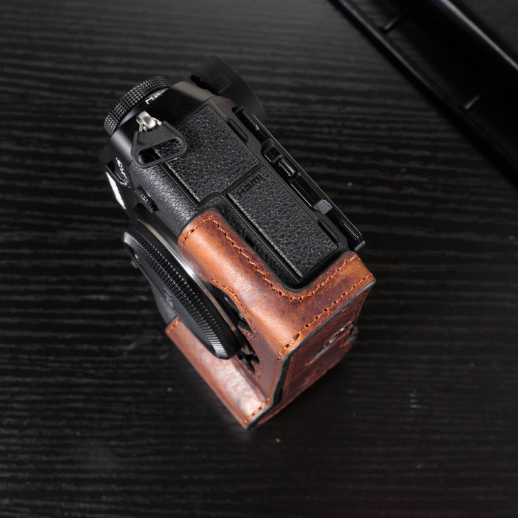 For FUJIFILM X-T5 Camera Cowhide Bag Anti-scratch Protective Case Base Cover(Deep Coffee) by bashfashion