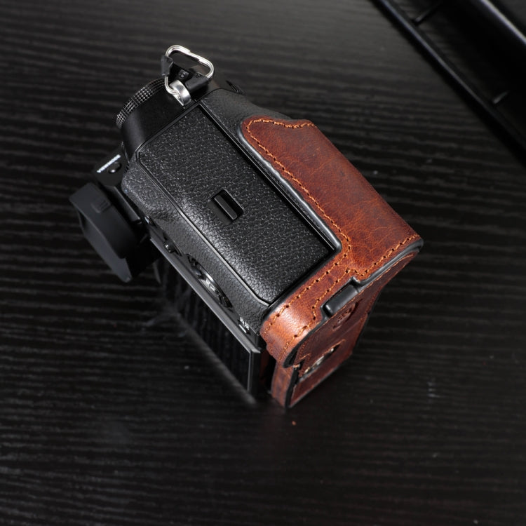 For FUJIFILM X-T5 Camera Cowhide Bag Anti-scratch Protective Case Base Cover(Deep Coffee) by bashfashion