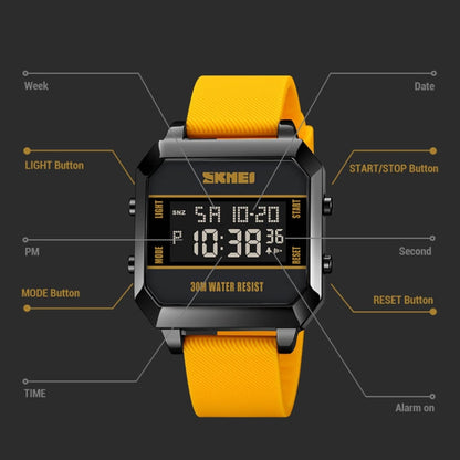 SKMEI 1848 Fashion Multifunctional Student Sports Waterproof Men Watch(Yellow) by SKMEI