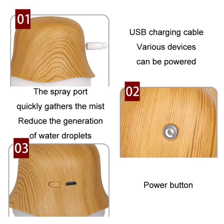 Desktop USB Humidifier Wood Grain Air Aromatherapy Night Light(Dark Color) by bashfashion