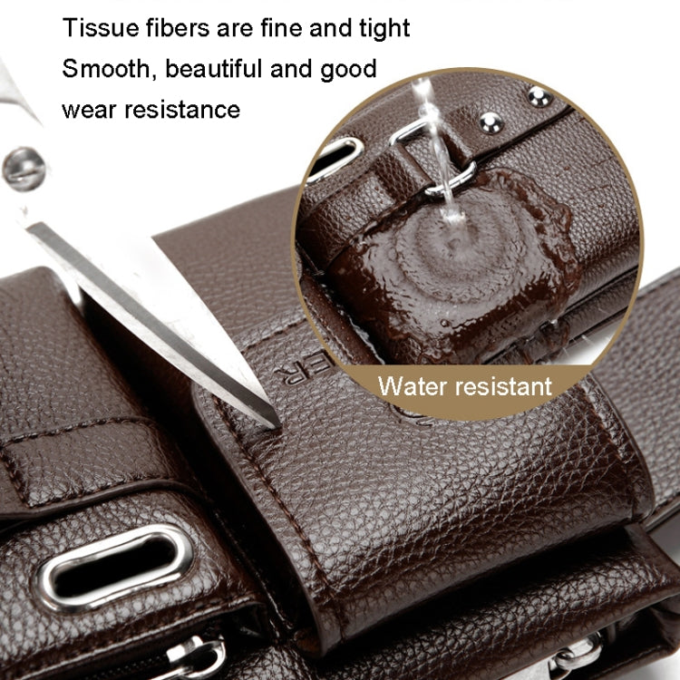 WEIXIER 8117 Men Sports Waist Bag Multi-Function Outdoor PU Bag(Black) by WEIXIER