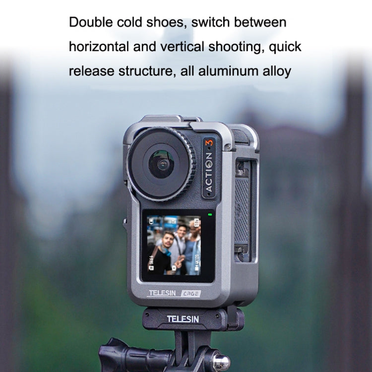For DJI Osmo Action 3 TELESIN OA-FMS-004 Motion Camera Metal Rabbit Cage Protection Frame(Grey) by TELESIN