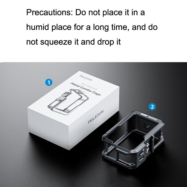 For DJI Osmo Action 3 TELESIN OA-FMS-004 Motion Camera Metal Rabbit Cage Protection Frame(Grey) by TELESIN