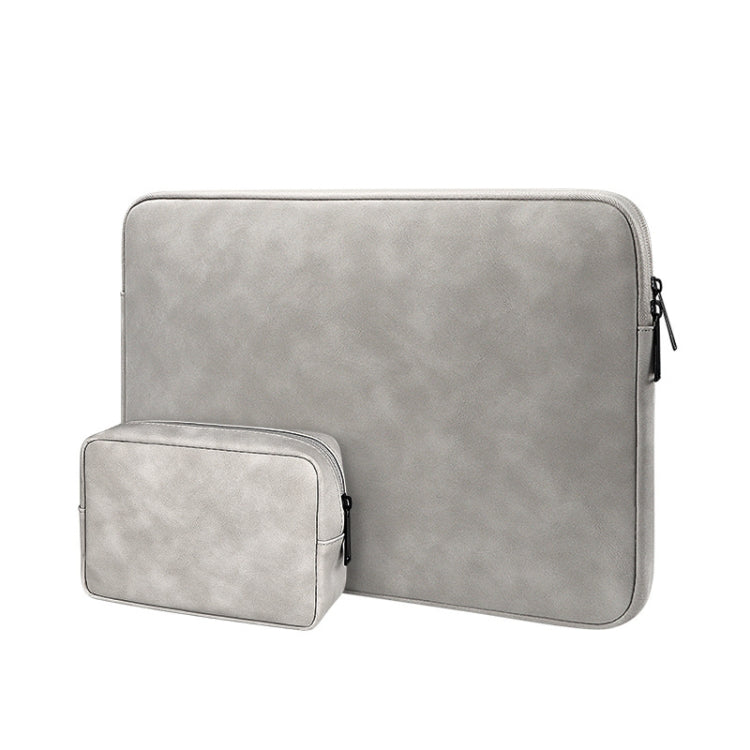 ND12 Lambskin Laptop Lightweight Waterproof Sleeve Bag, Size: 14.1-15.4 inches(Gray with Bag) by bashfashion