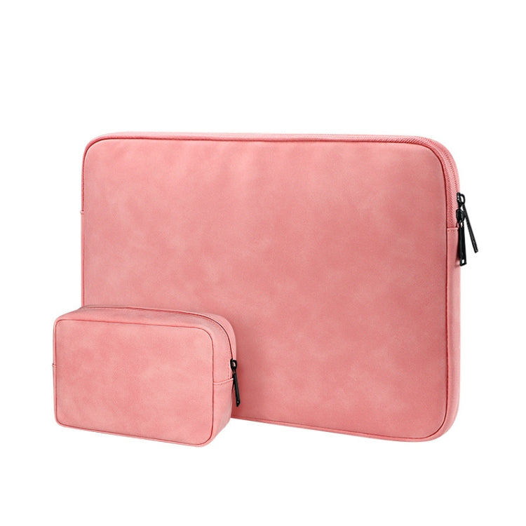 ND12 Lambskin Laptop Lightweight Waterproof Sleeve Bag, Size: 14.1-15.4 inches(Pink with Bag) by bashfashion