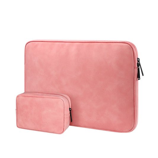 ND12 Lambskin Laptop Lightweight Waterproof Sleeve Bag, Size: 14.1-15.4 inches(Pink with Bag) by bashfashion