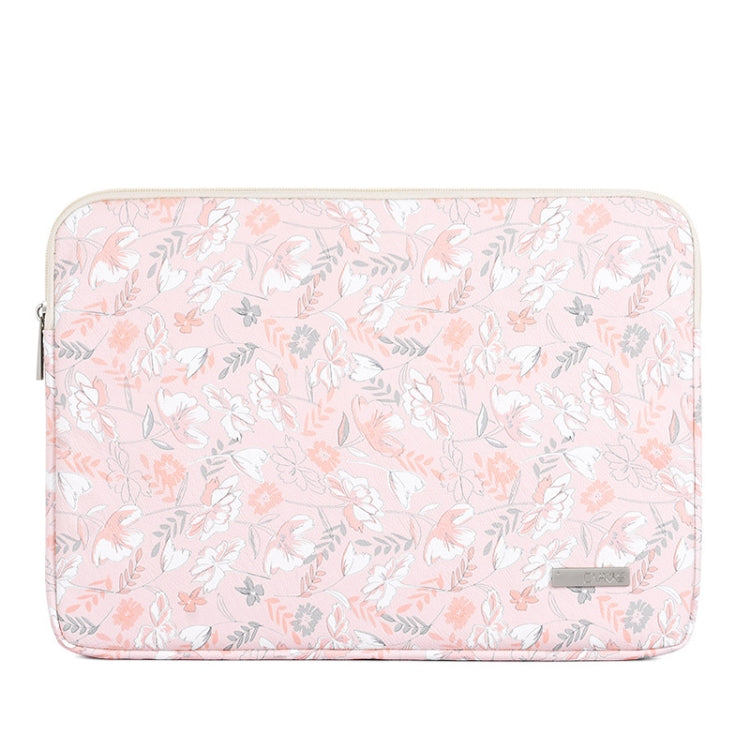 G4-01 15 Inch Laptop Liner Bag PU Leather Printing Waterproof Protective Cover(Light Pink) by bashfashion