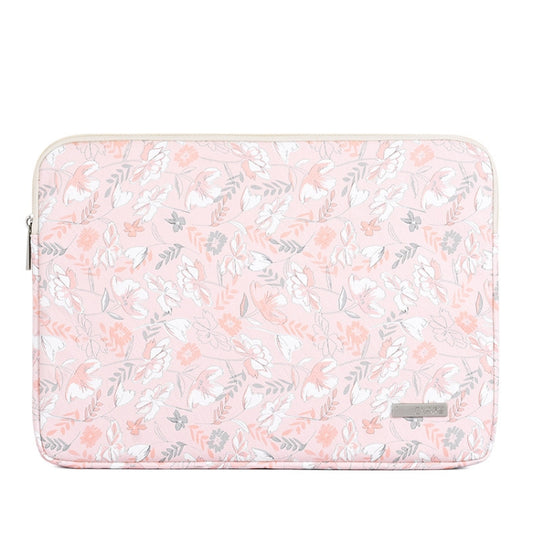 G4-01 15 Inch Laptop Liner Bag PU Leather Printing Waterproof Protective Cover(Light Pink) by bashfashion
