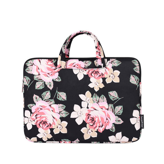 H40-B01 White Rose Pattern Laptop Case Bag Computer Liner Bag With Handle, Size: 13 Inch(Black) by bashfashion