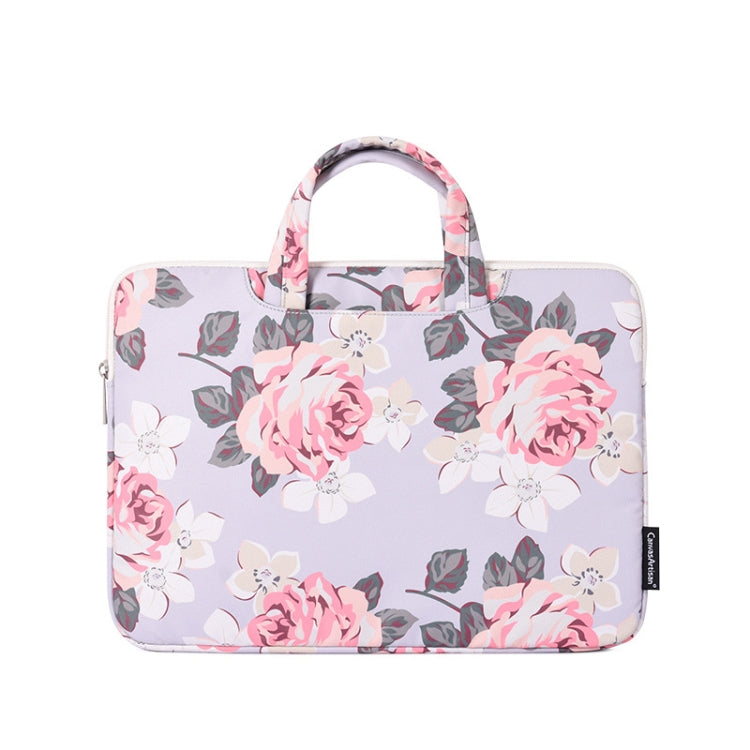 H40-B01 White Rose Pattern Laptop Case Bag Computer Liner Bag With Handle, Size: 15 Inch(Grey) by bashfashion