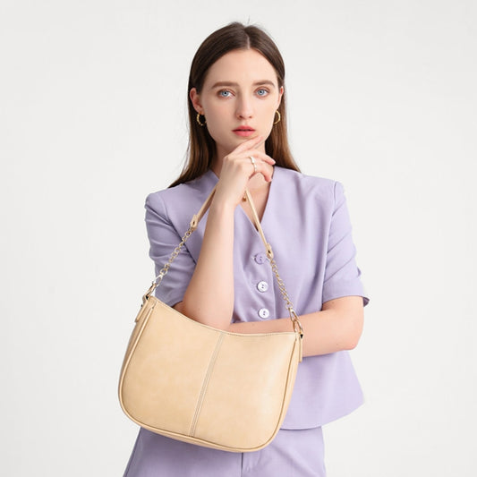 270 Large Capacity Single-shoulder Crossbody Chain Bag Leather Adjustable Underarm Bag(Beige) by bashfashion