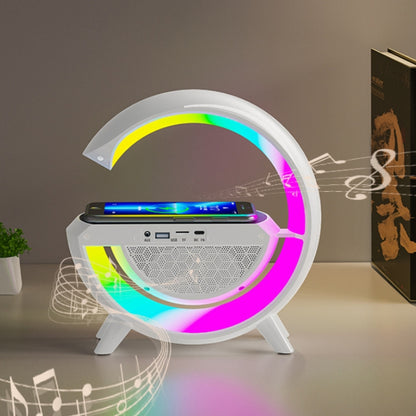 DH001 Smart Wireless Charging Ambient Light Bluetooth Speaker(White) by bashfashion