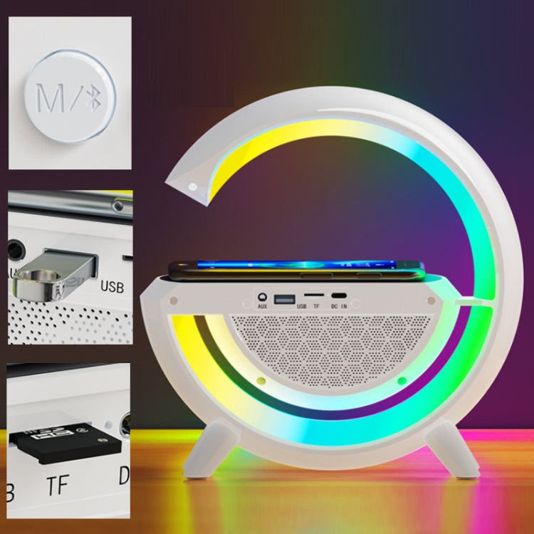 DH001 Smart Wireless Charging Ambient Light Bluetooth Speaker(White) by bashfashion