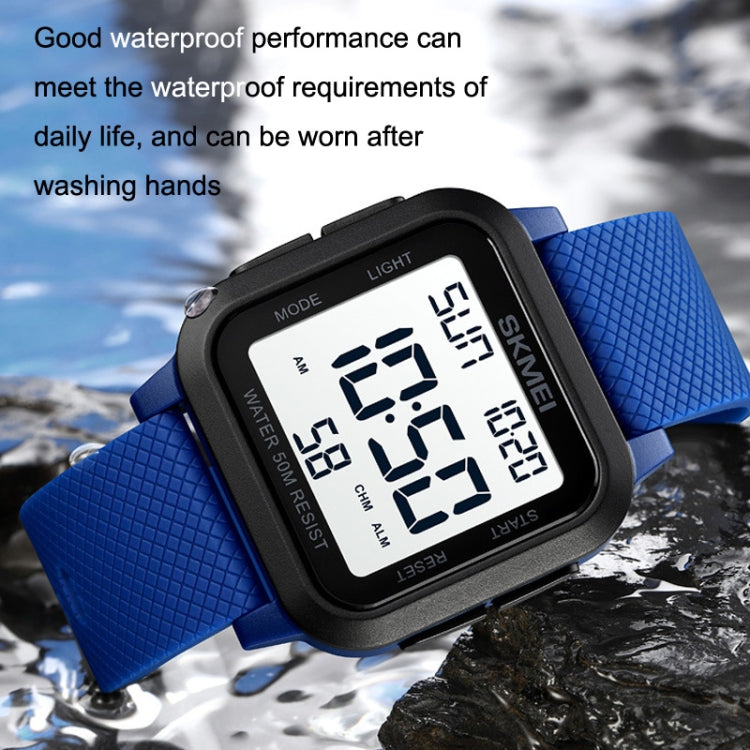 SKMEI 1894 Square Sports Waterproof Student Simple Multifunctional Luminous Watch(Black White Machine) by SKMEI