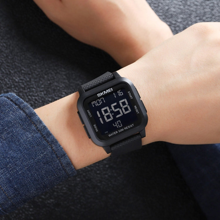 SKMEI 1894 Square Sports Waterproof Student Simple Multifunctional Luminous Watch(Blue White Machine) by SKMEI